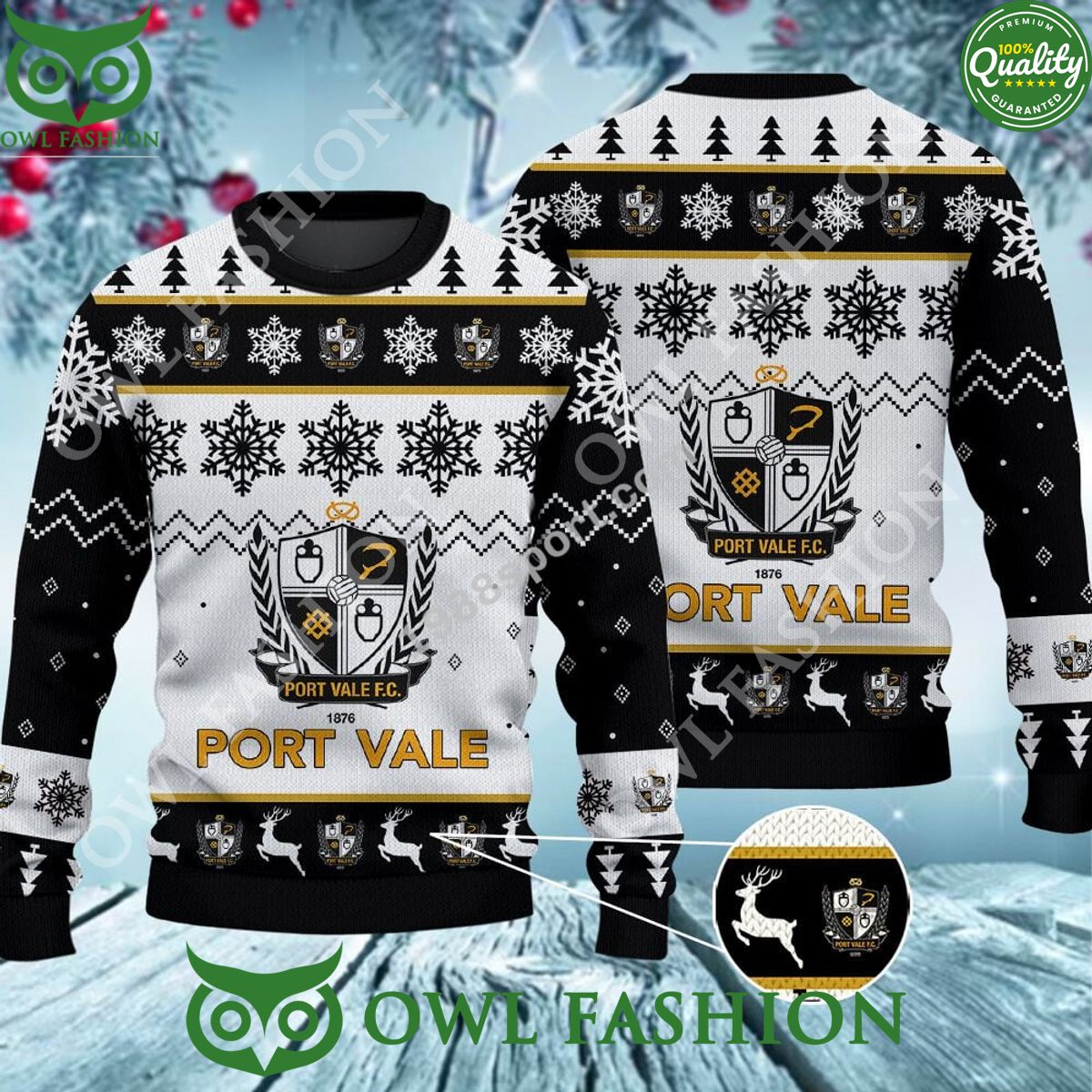 Custom Color Port Vale Ugly Sweater Jumper Beauty queen