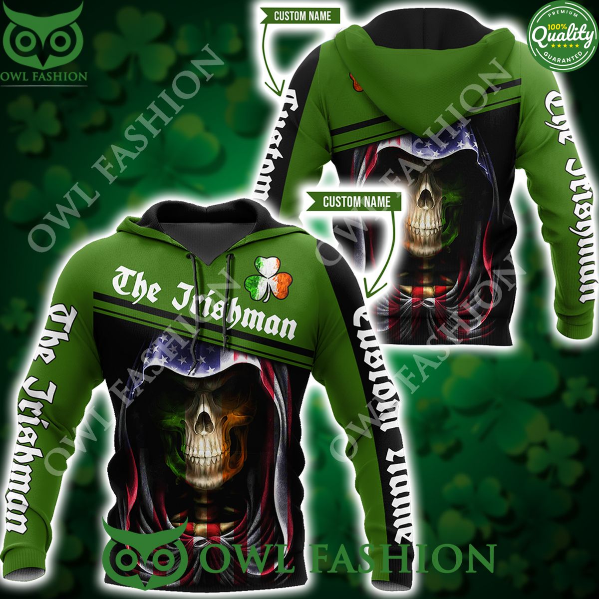 custom name irish skull st patrick day skull us flag 3d hoodie 1 lXyIK.jpg