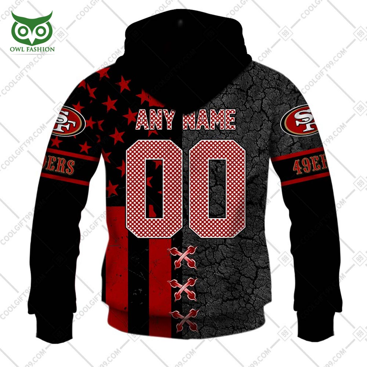 Custom Name Number San Francisco 49ers flag hoodie shirt printed Long time
