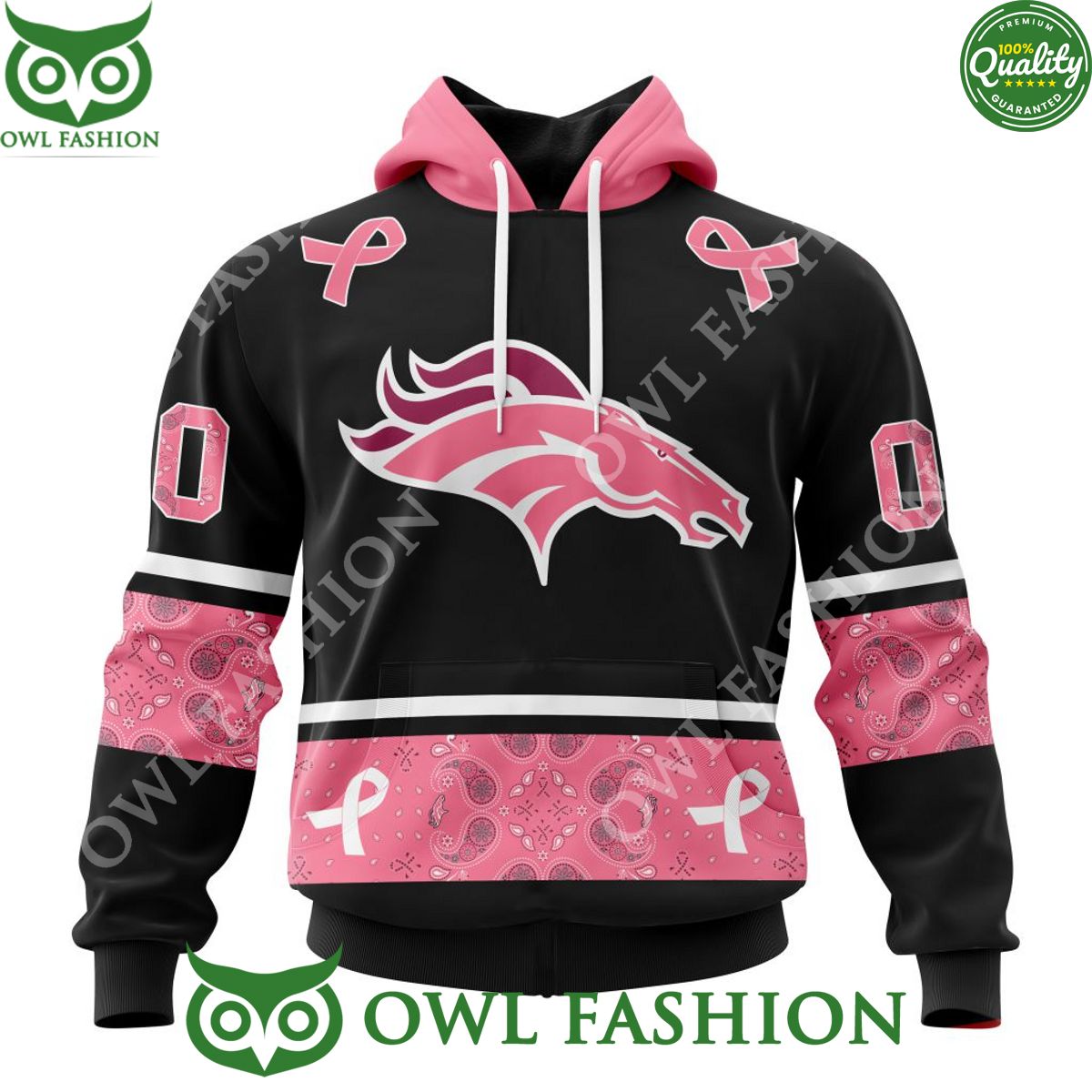 Customized NFL Denver Broncos Pink Breast Cancer 3D Hoodie Shirt