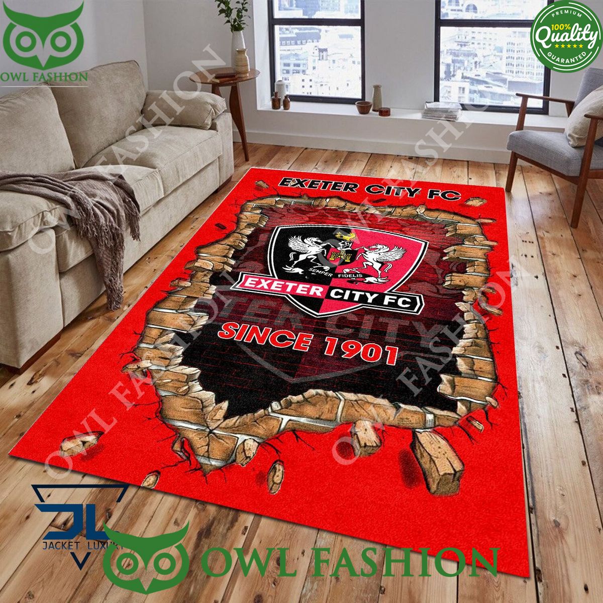 Football Exeter City 1828 EPL Living Room Rug Carpet Natural and awesome