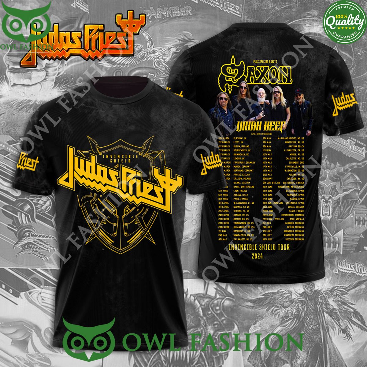 Judas Priest 3D Saxon Uriah Heep Tour 2024 3d t shirt