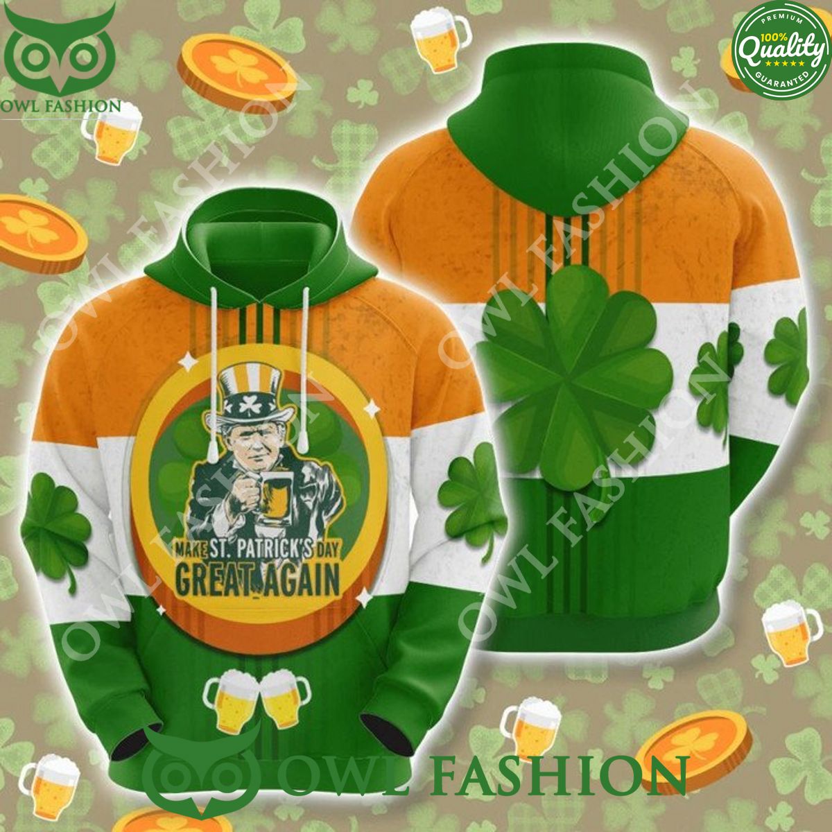 Make St Patrick's Day Great Again AOP 3D shirt Lovely smile
