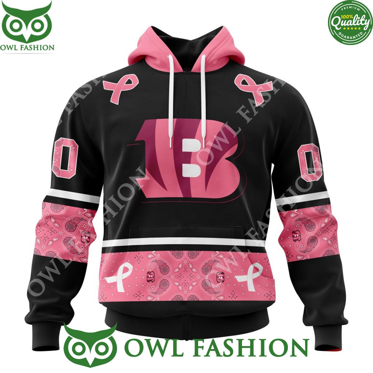 NFL Custom Name Number Cincinnati Bengals Pink Breast Cancer 3D Hoodie Shirt