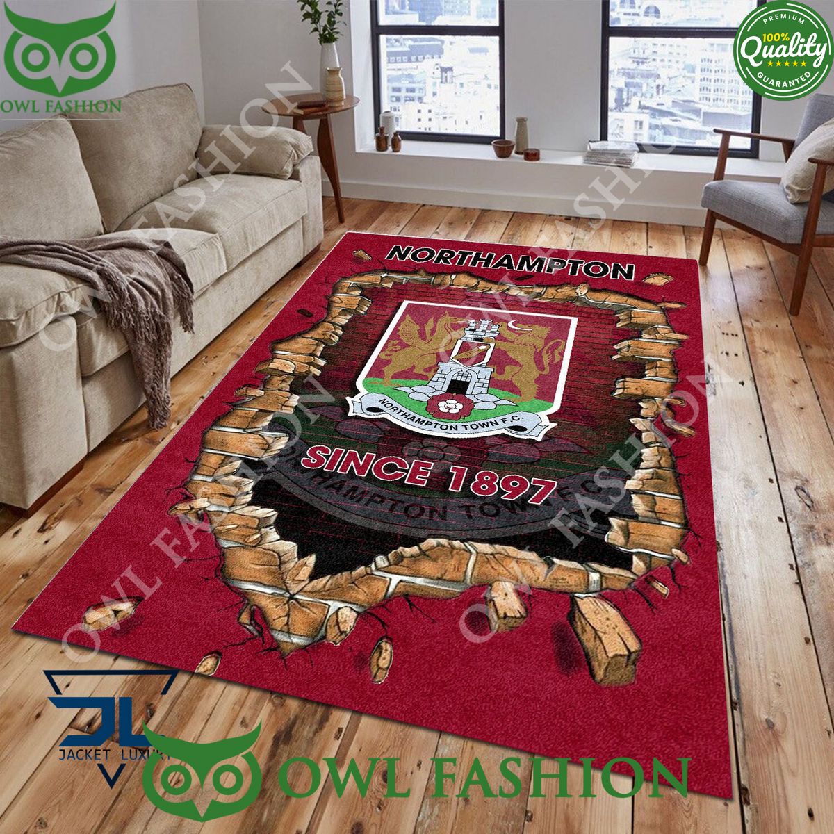 Northampton Town F.C 1832 League Two Living Room Rug Carpet Generous look