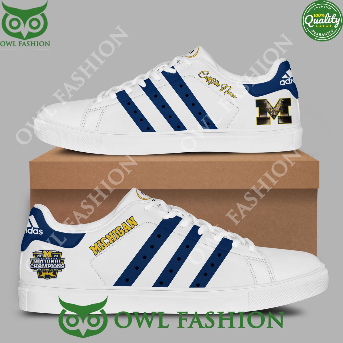 personalized national champion michigan wolverines 2023 cup stan smith shoes 1 6VBCh.jpg