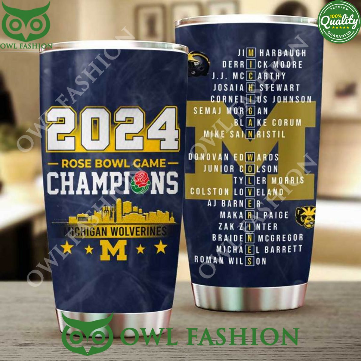 Rose Bowl Game 2024 Michigan Wolverines NCAA Tumbler Cup Rocking picture