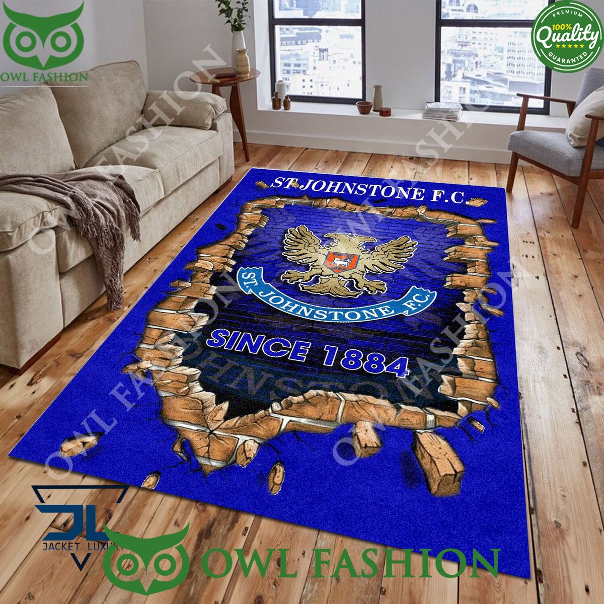 St Johnstone F.C. 1790 Scottish Broken Wall Living Room Carpet Loving click