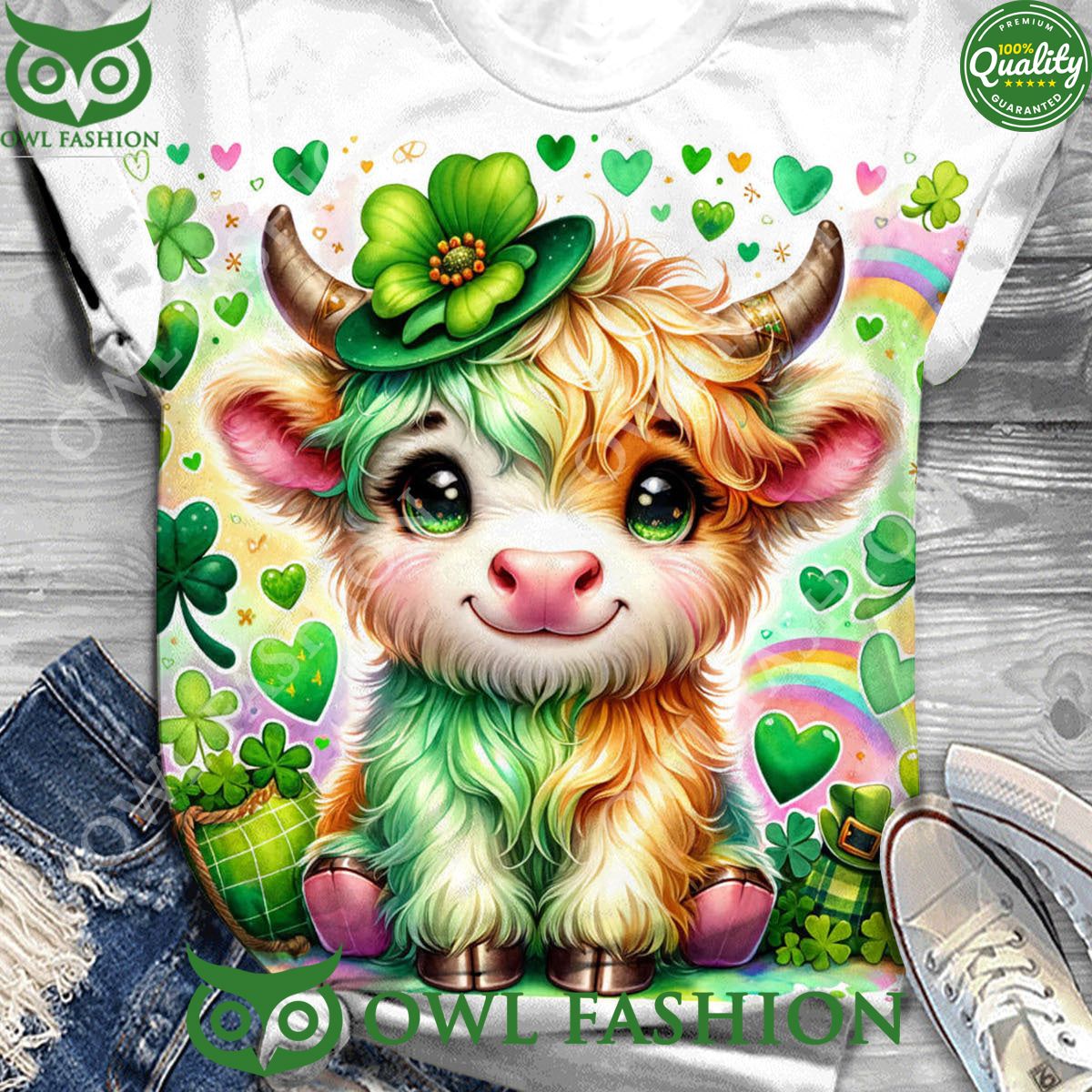 St Patrick's Day Highland Cow Print t shirt Great, I liked it