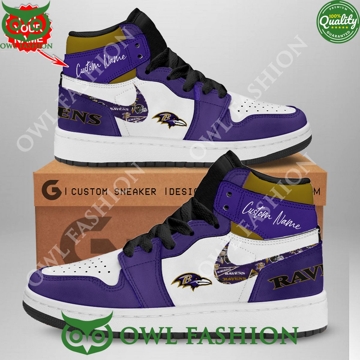 Baltimore Ravens NFL Air Jordan High Top Sneakers Nice elegant click