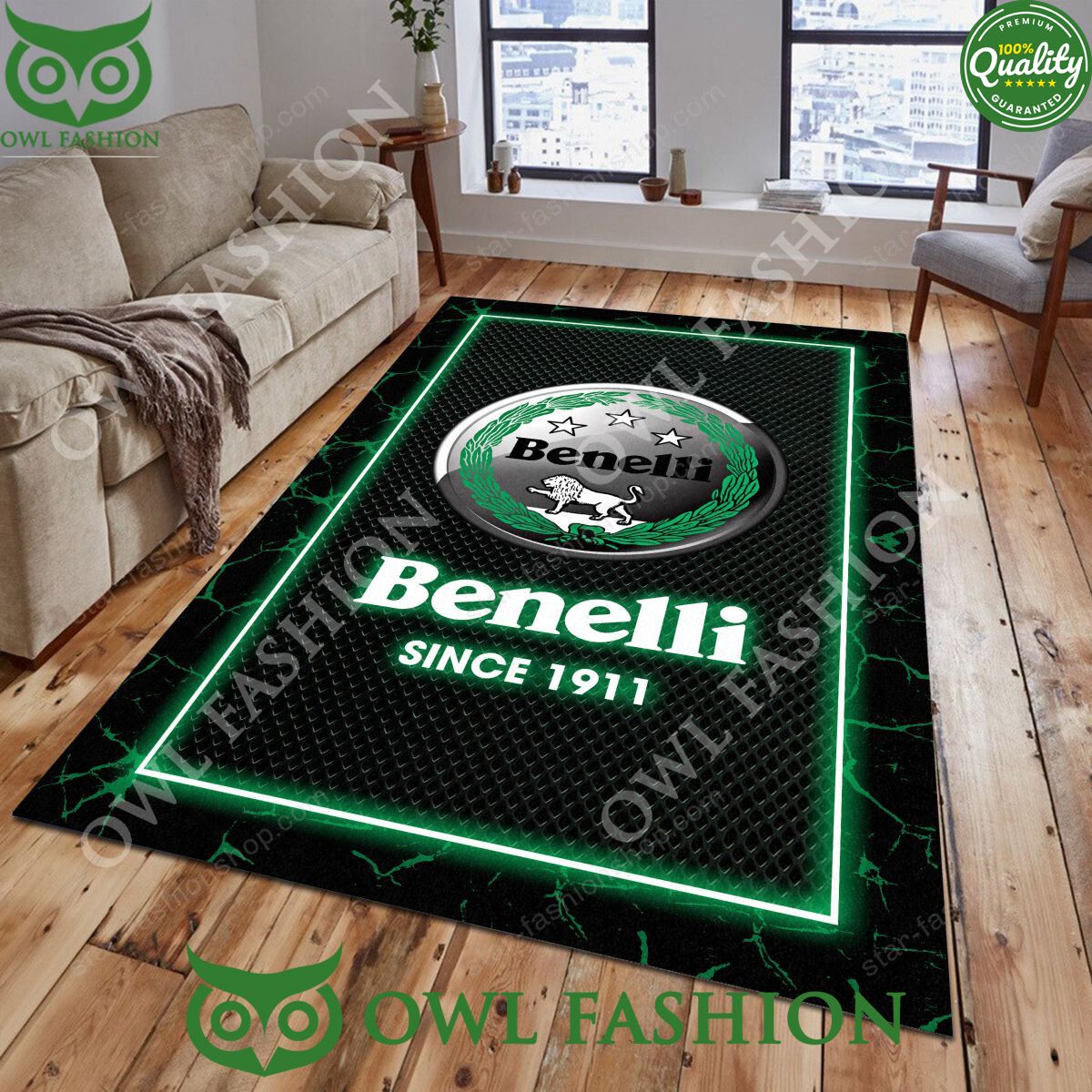 Benelli Lighting Pattern Limited Motorcycle Rug Carpet Good click