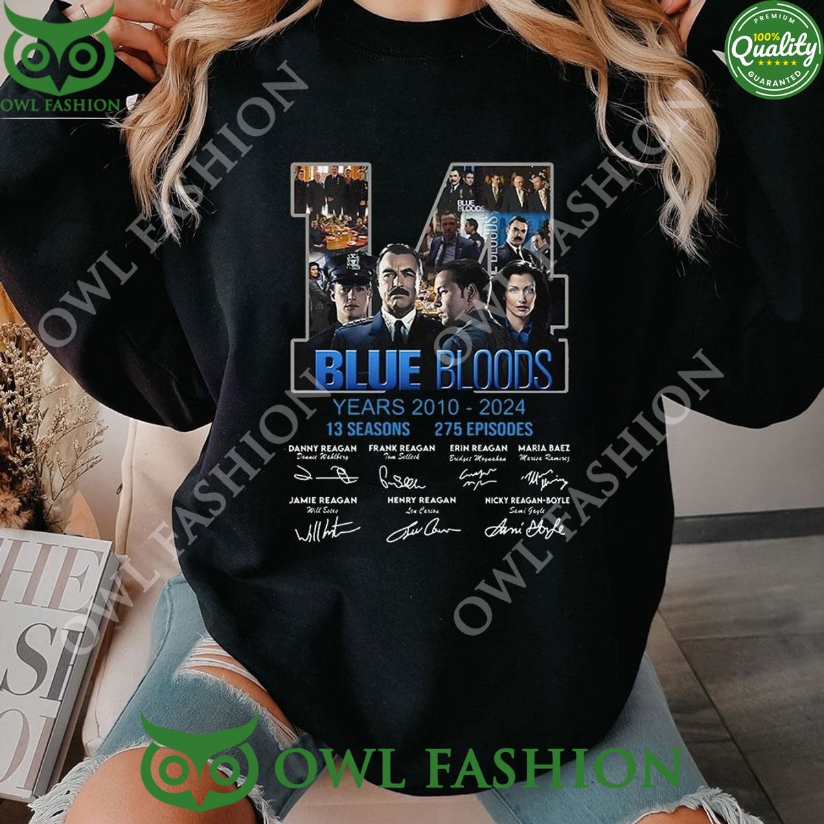 blue bloods 14 years 2010 2024 13 seasons 275 episodes 2d t shirt 1 HXUT5.jpg