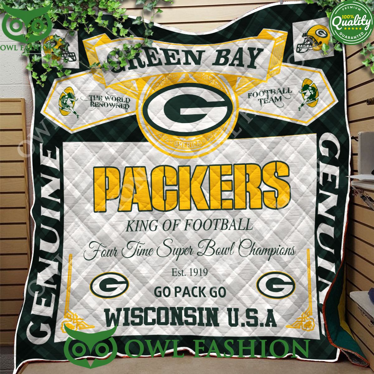 green bay packers king of football go pack go four time super bowl champions quilt blanket 1 fEw7G.jpg