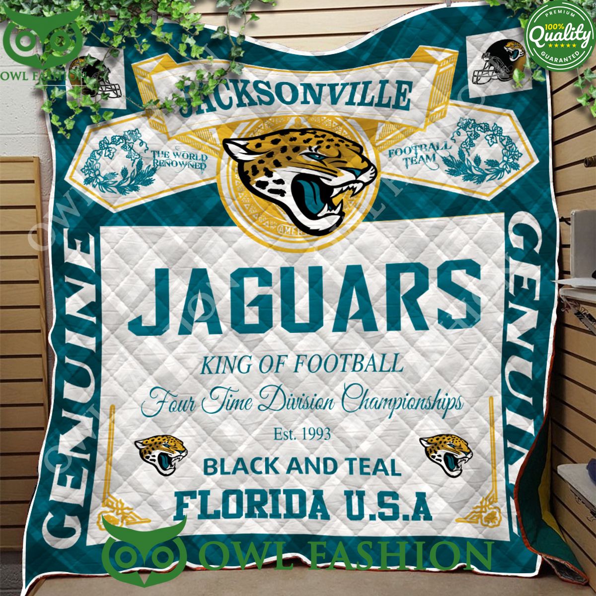 jacksonville jaguars black and teal king of football 1993 quilt blanket 1 CErT1.jpg