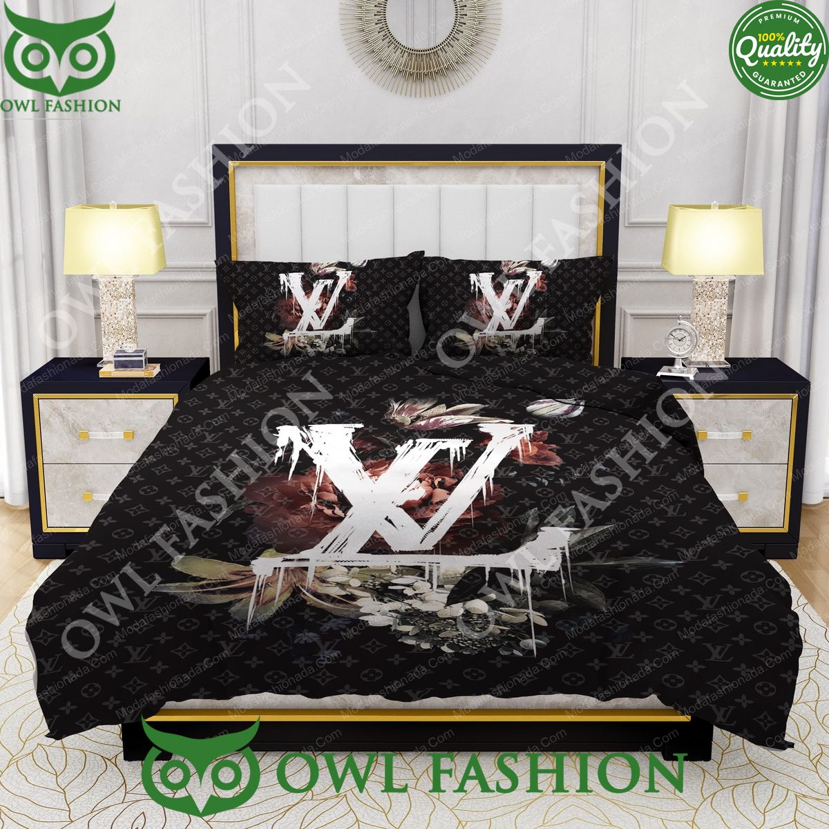 Lily Peony Louis Vuitton LV Luxury Bedding Sets Natural and awesome