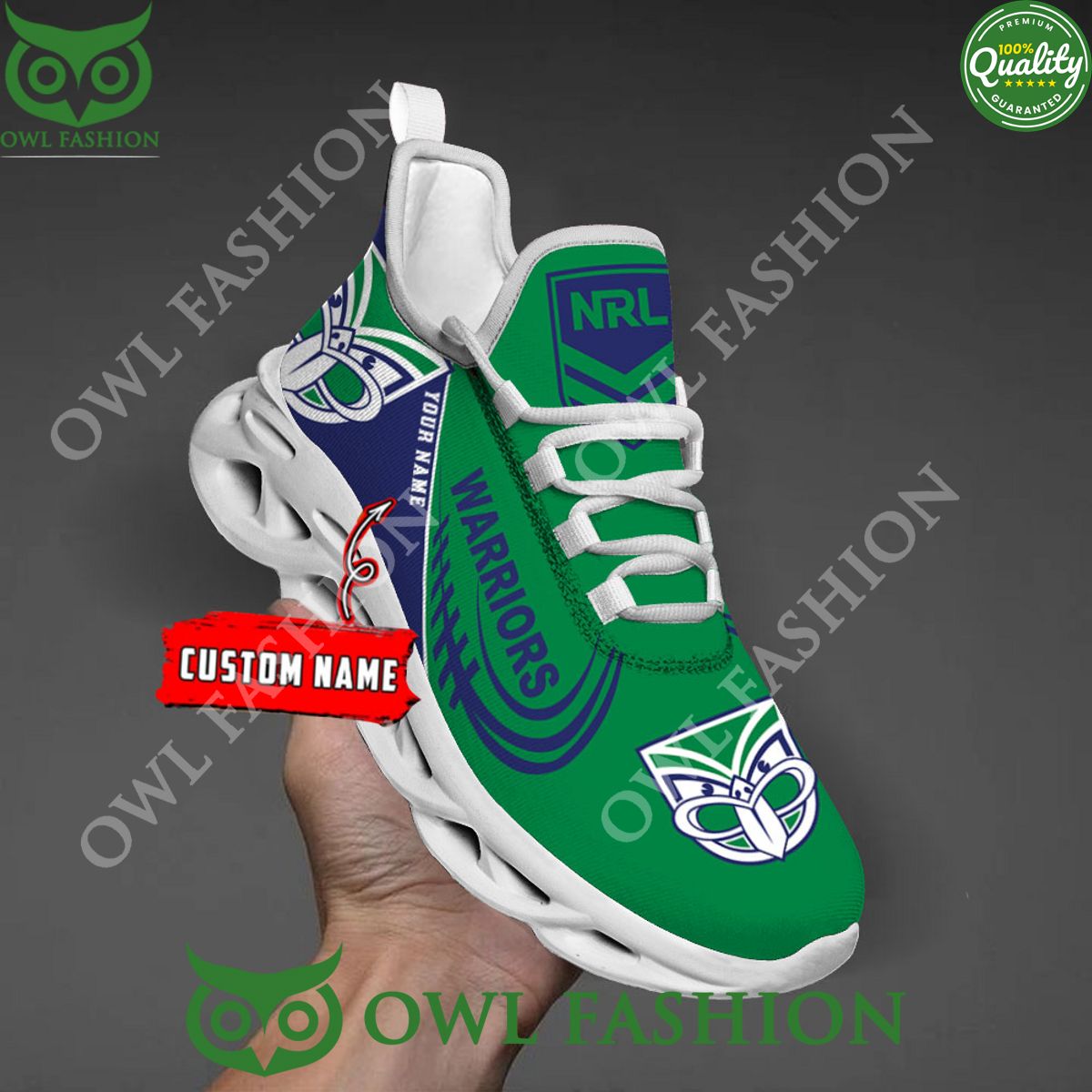 New Zealand Warriors PERSONALIZED Green Max soul Shoes