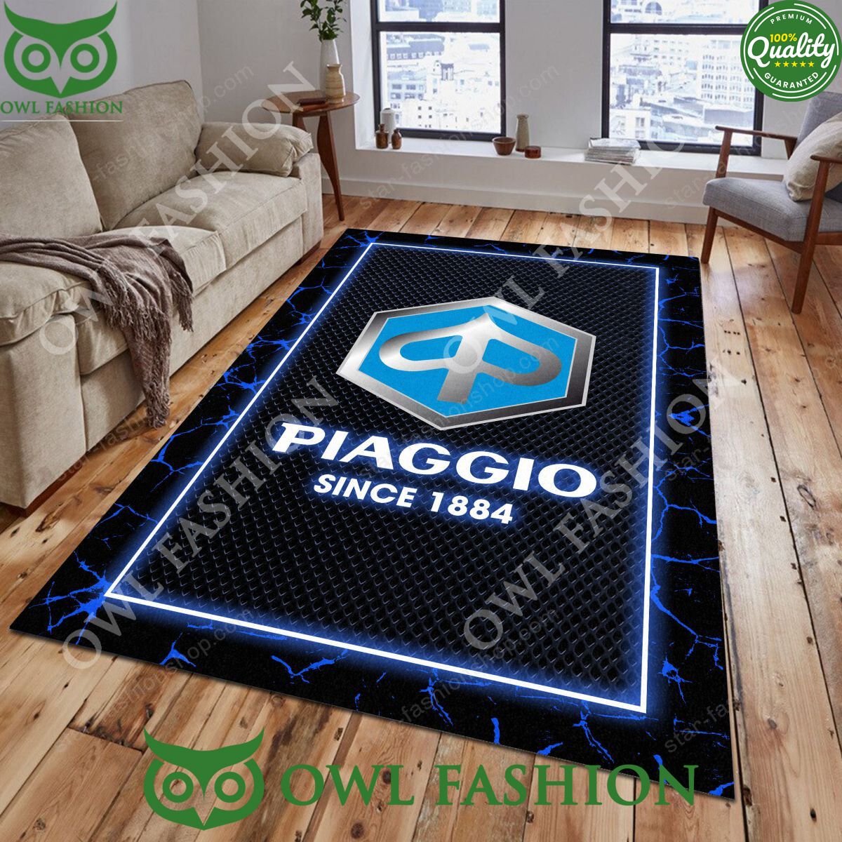 Piaggio Lighting Pattern Limited Motorcycle Rug Carpet