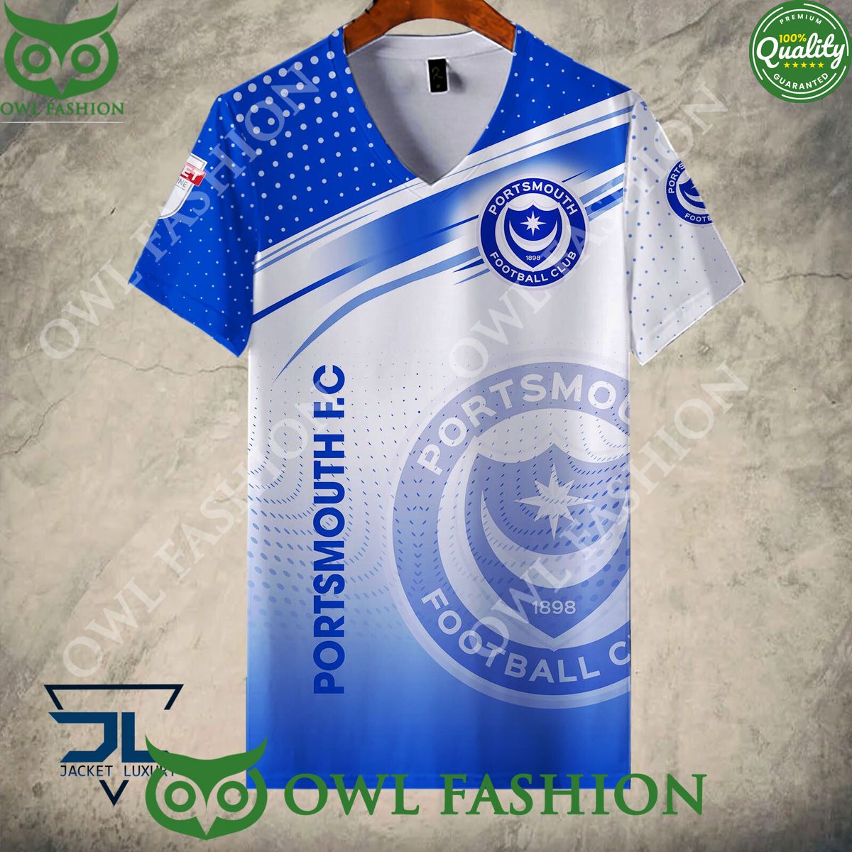 Portsmouth F.C Club Logo EFL Hoodie Shirt Long time