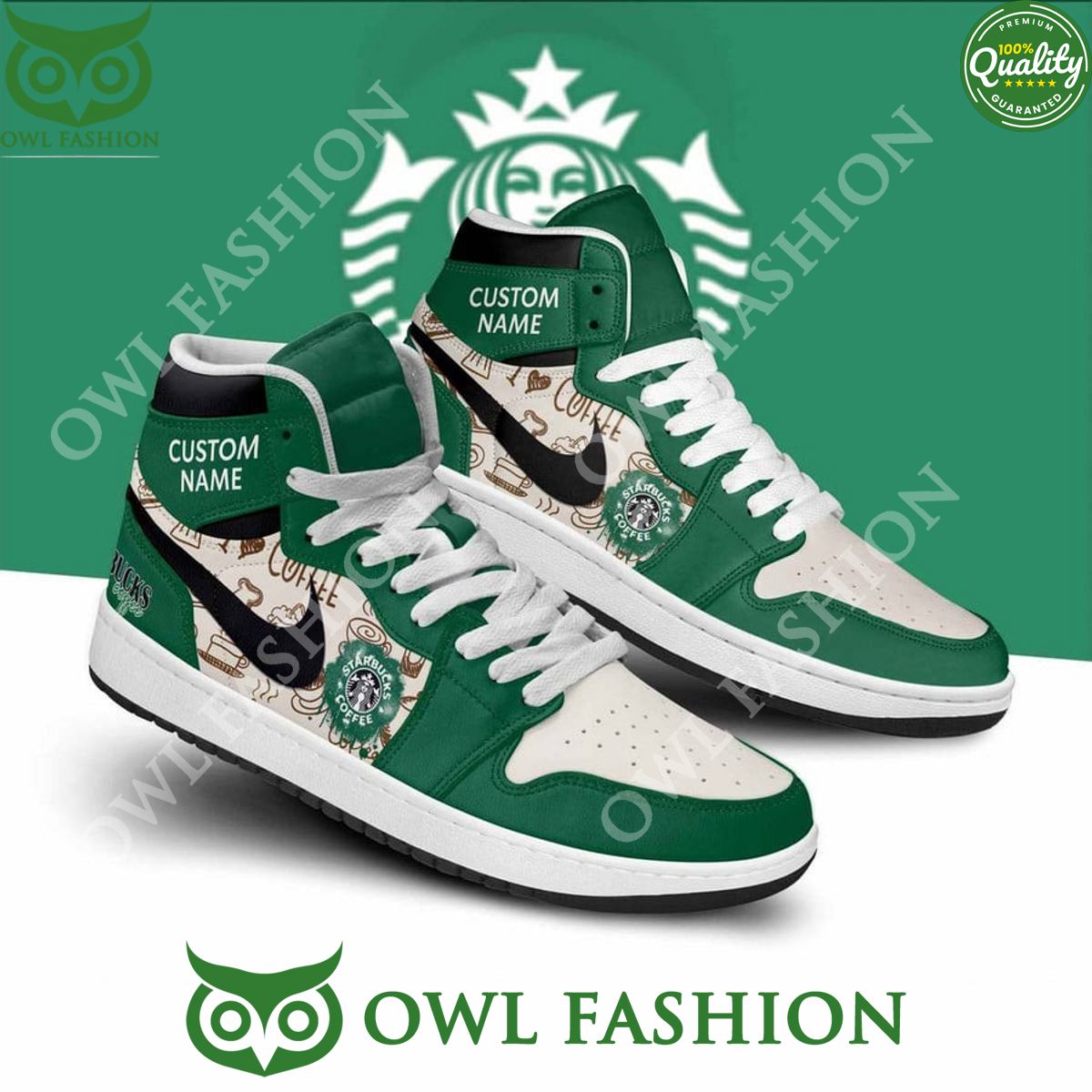 Starbucks Coffee Custom Name Air Jordan High Top shoes Best picture ever