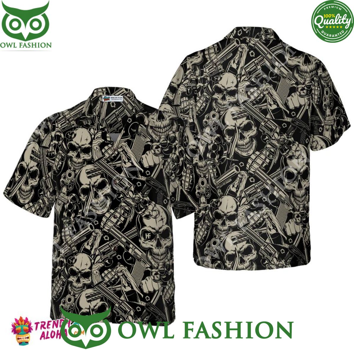 3D Guns And Skulls Pattern Hawaiian Shirt Elegant picture.