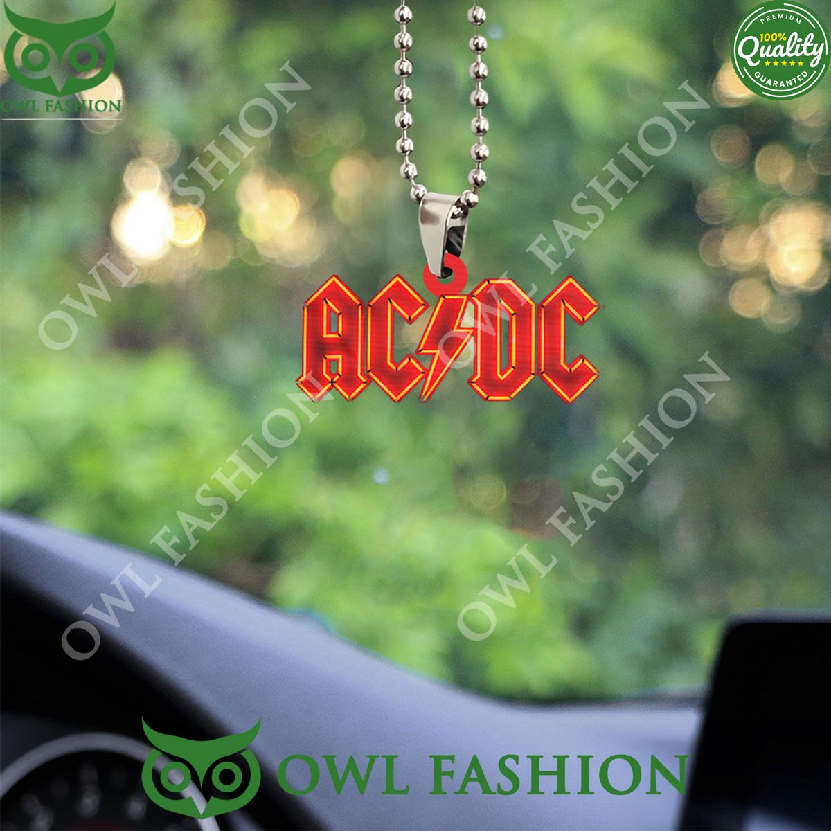ACDC Custom Band Logo Acrylic Car Ornament Radiant and glowing Pic dear