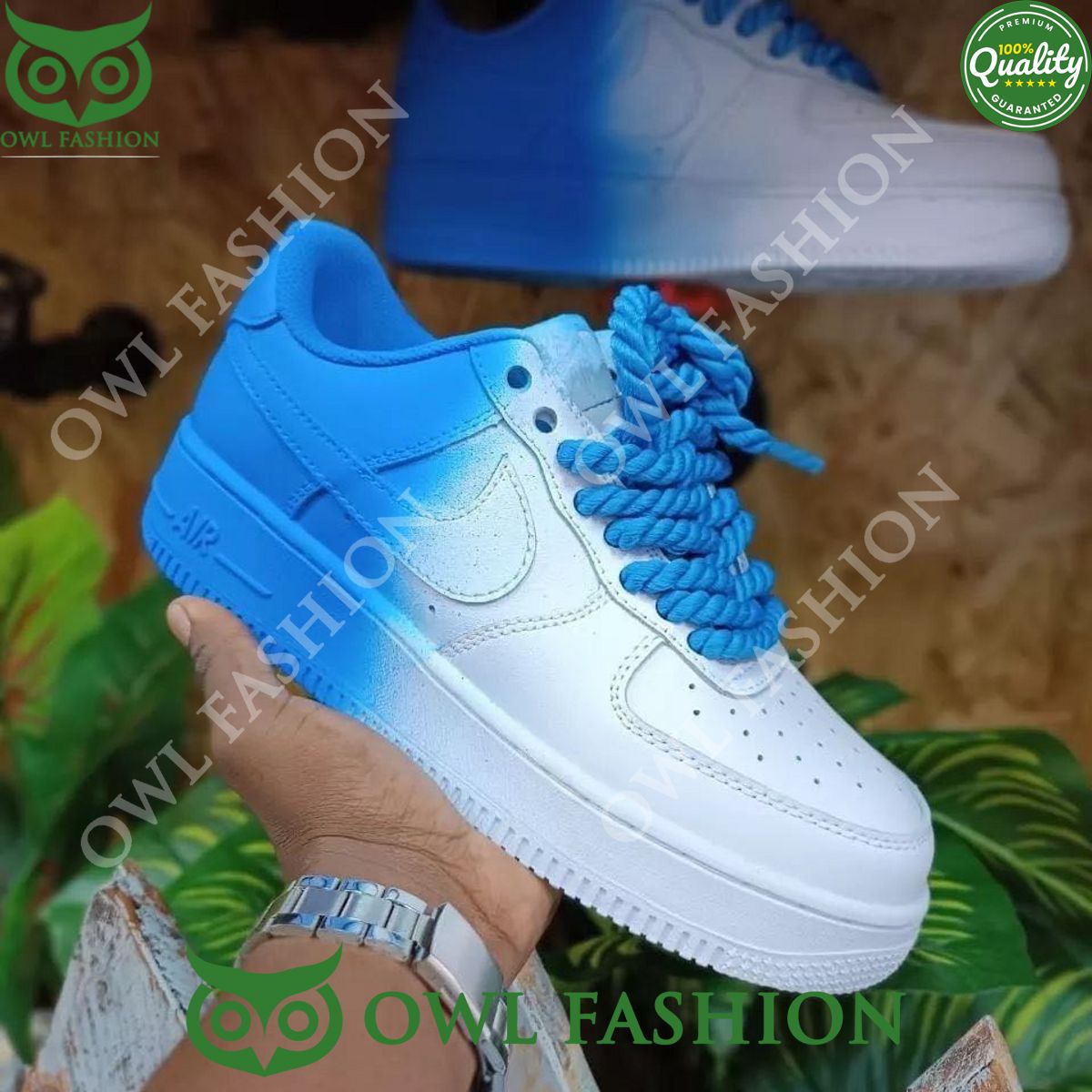 blue ocean painted limited nike air force 1 shoes 1