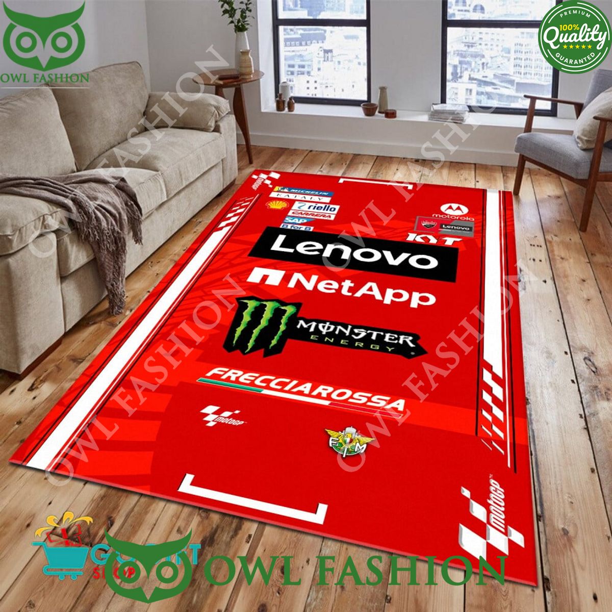 Ducati Lenovo Racing Team Monster Carpet Rug Such a charming picture.