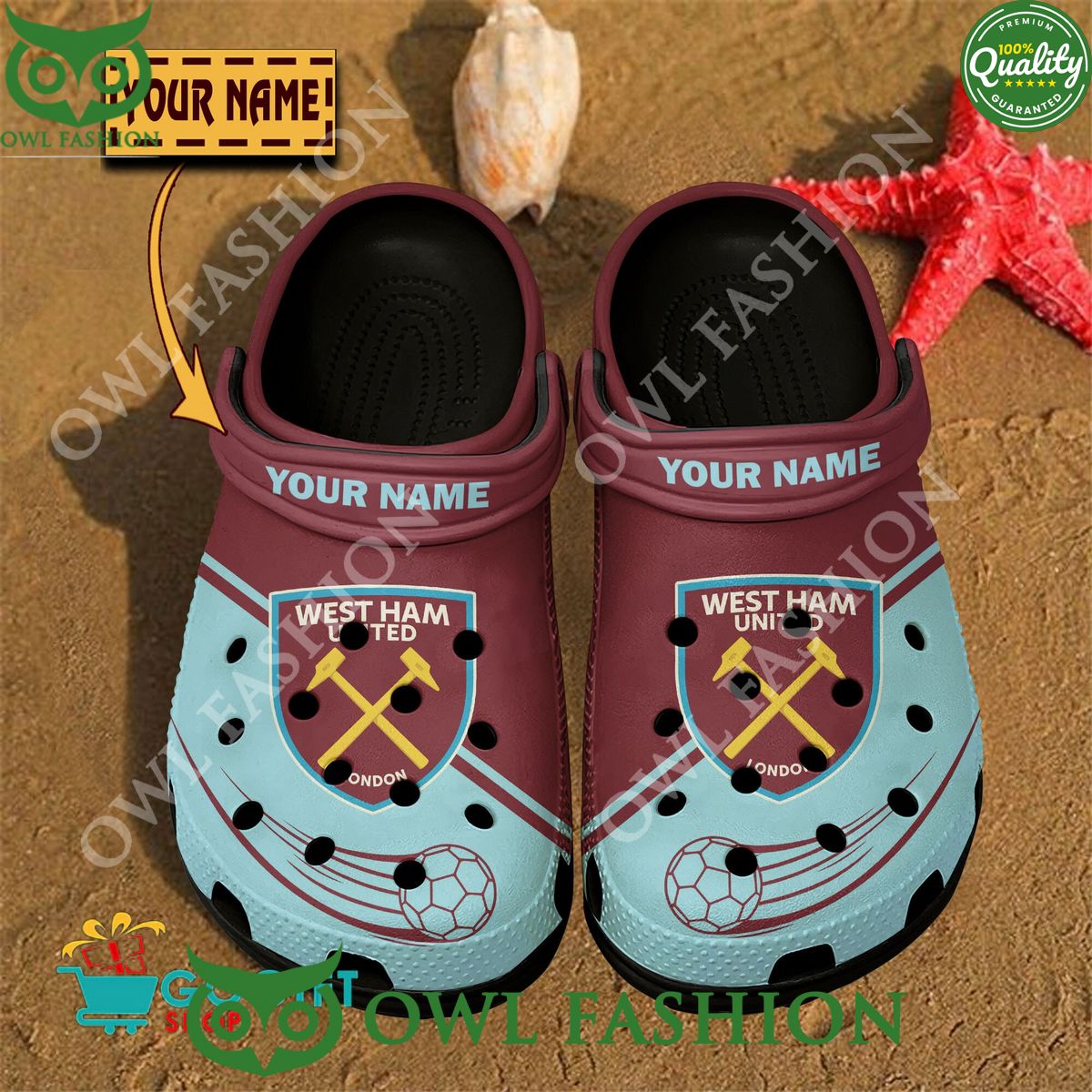 EPL The Hammers West Ham United F.C Customized Crocs Royal Pic of yours
