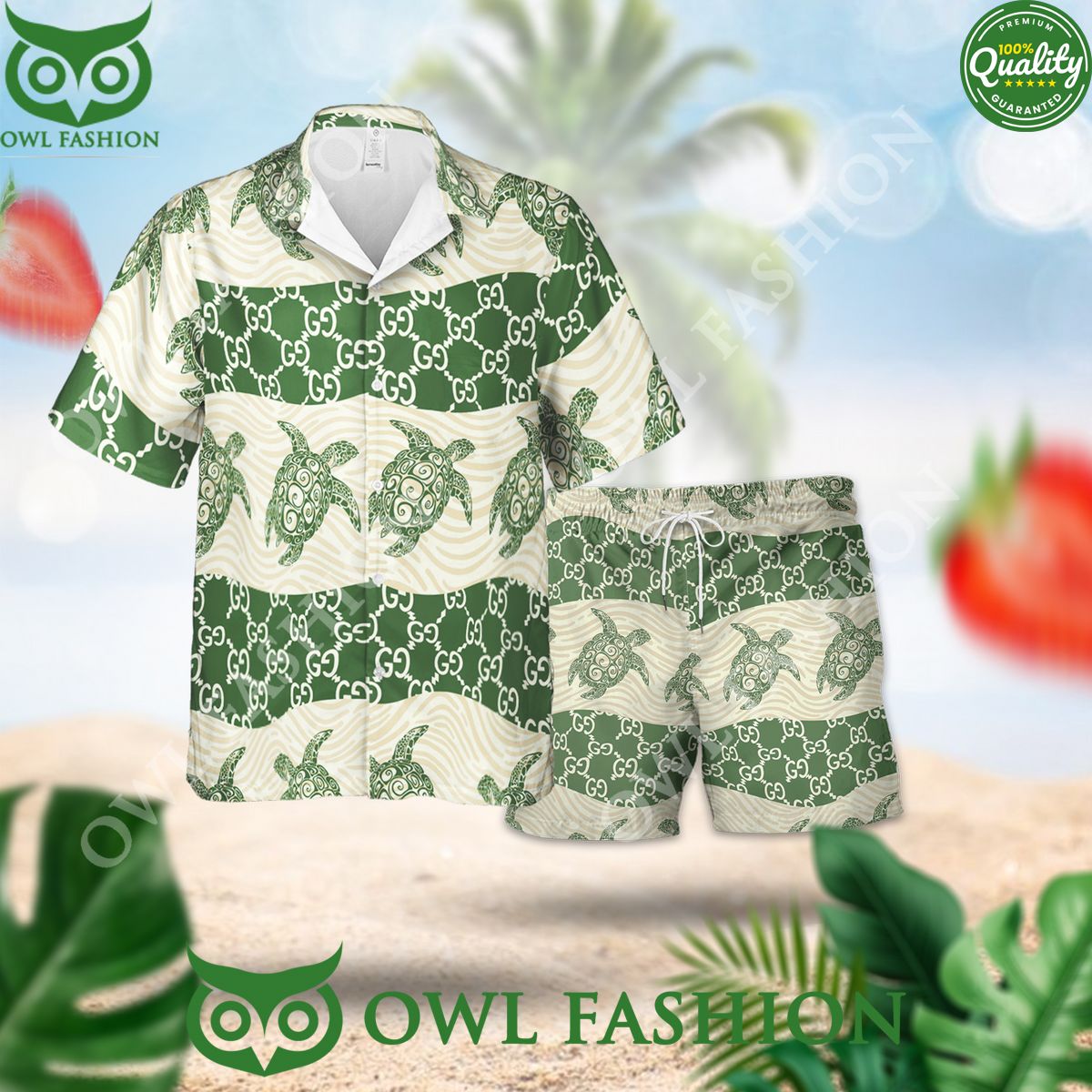 gucci green turtle luxury summer 2024 hawaiian shirt and short track 1 pFVR2.jpg