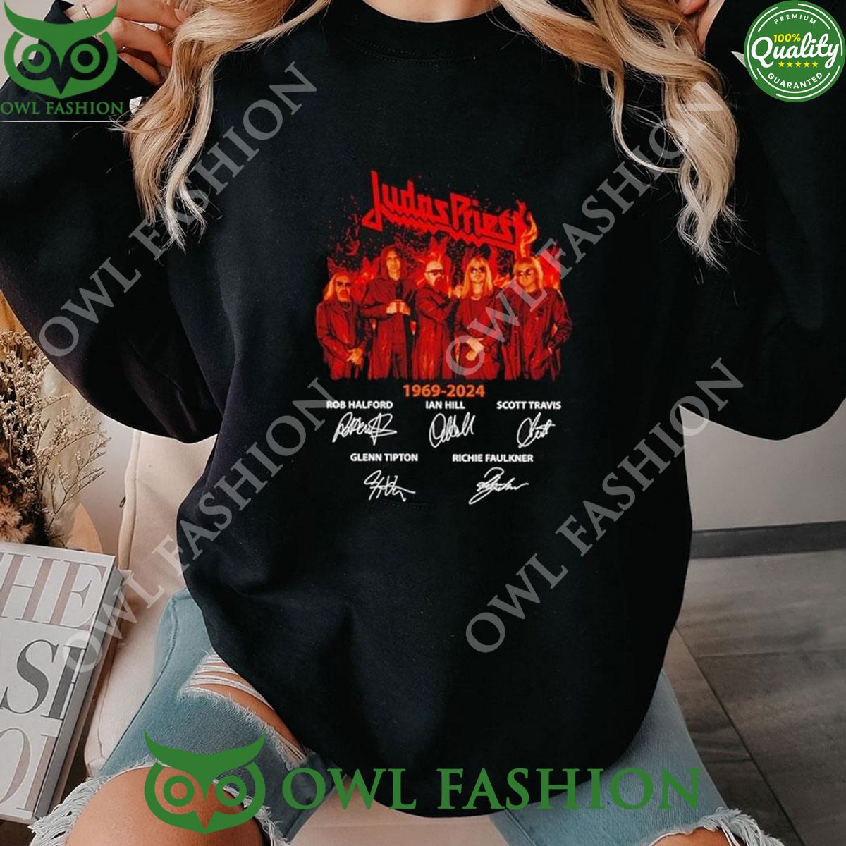 Judas Priest 1969 2024 Signatures 2D Sweatshirt The composition is flawless.