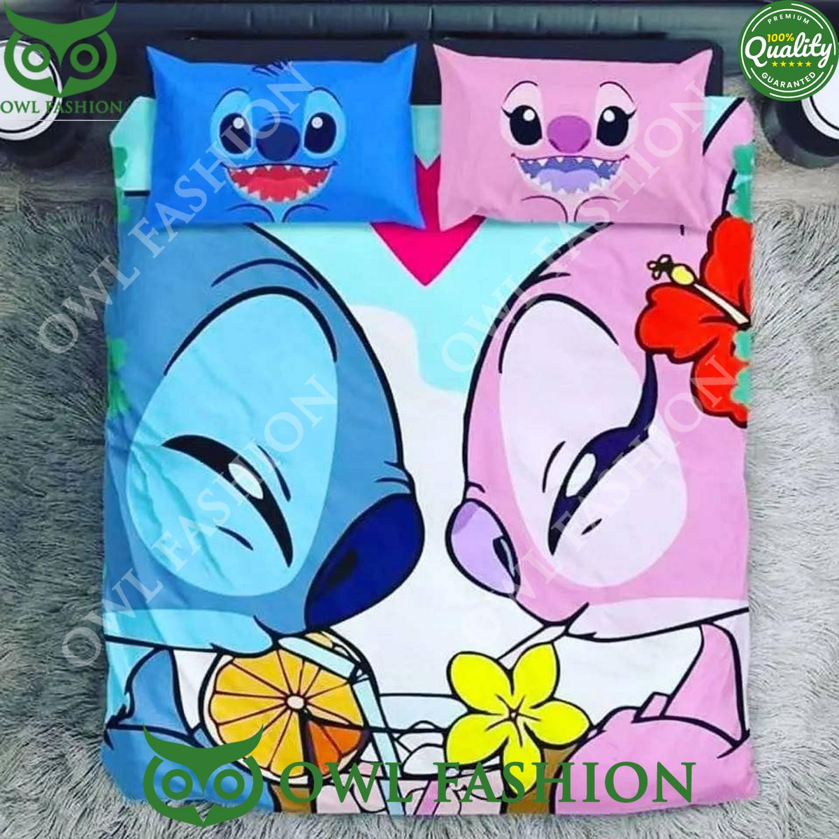 Limited Edition Lilo and Stitch Drinking Love Bedding Set Stunning