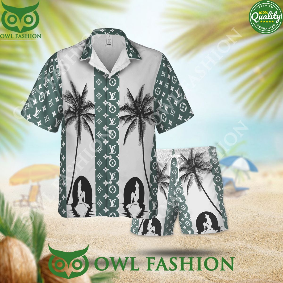 louis vuitton green palm tree luxury summer 2024 hawaiian shirt and short track 1 dlG1i.jpg