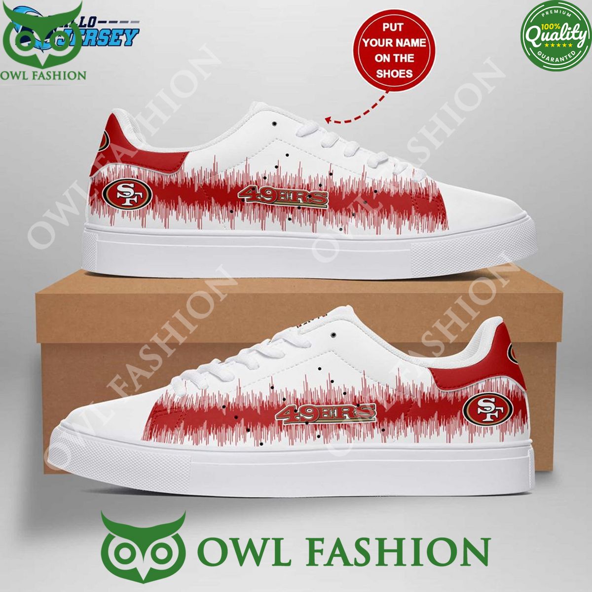 san francisco 49ers red cardiac wave custom name stan smith sneakers 1 NETBZ.jpg