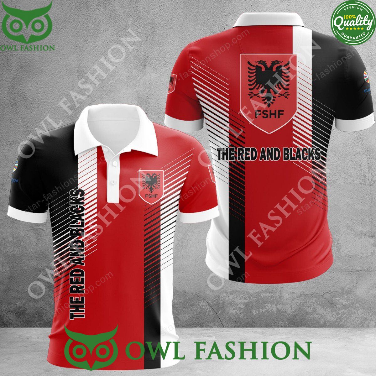 albania national football team fshf the red and blacks euro 2024 polo shirt 1 kyGzp.jpg