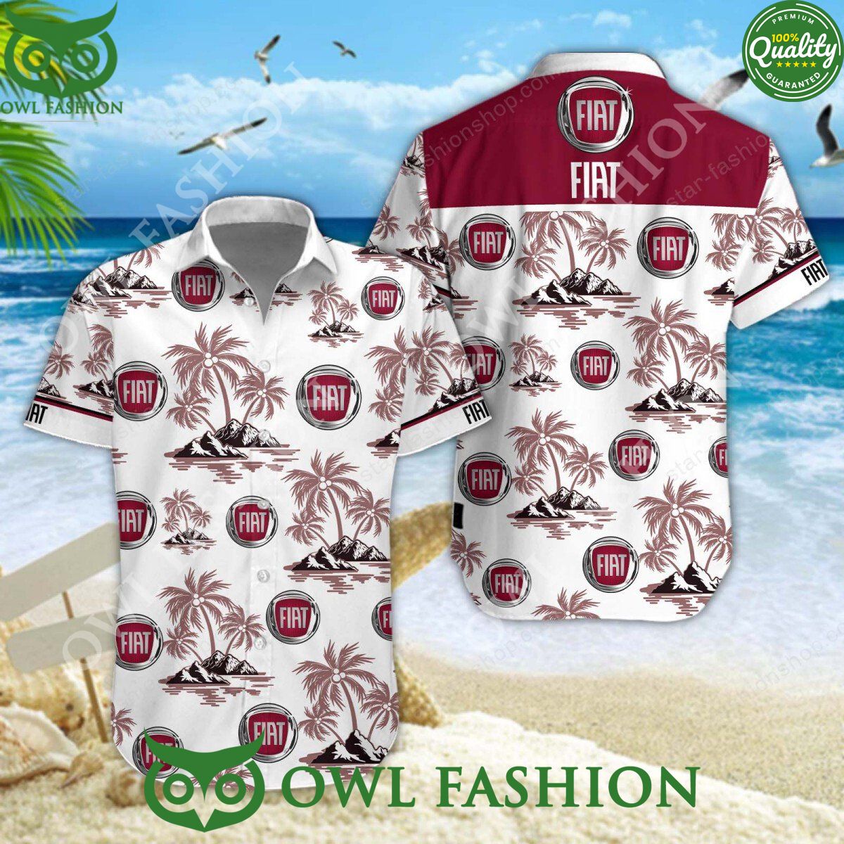 Fiat Italy Automobile Largest Hawaiian Shirt and Short Cutting dash