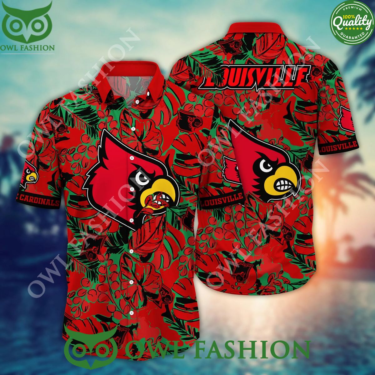 Louisville Cardinals NCAA Hawaiian Shirt Shorts Aloha Palm Tree Speechless