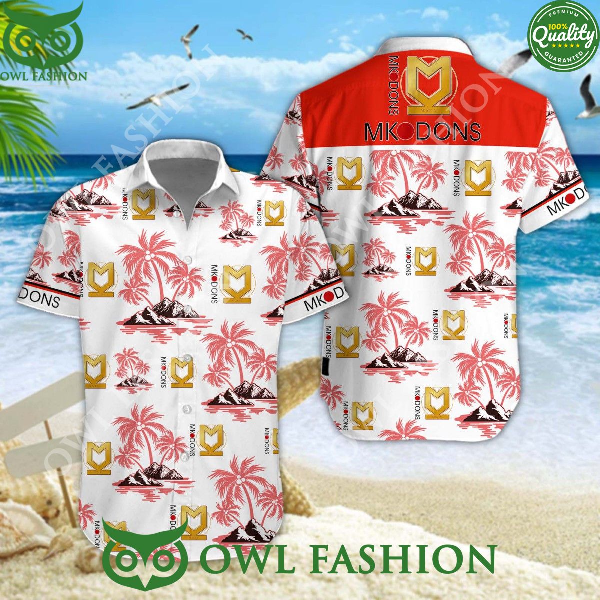 Milton Keynes Dons League One Tropical Limited Hawaiian Shirt Cutting dash