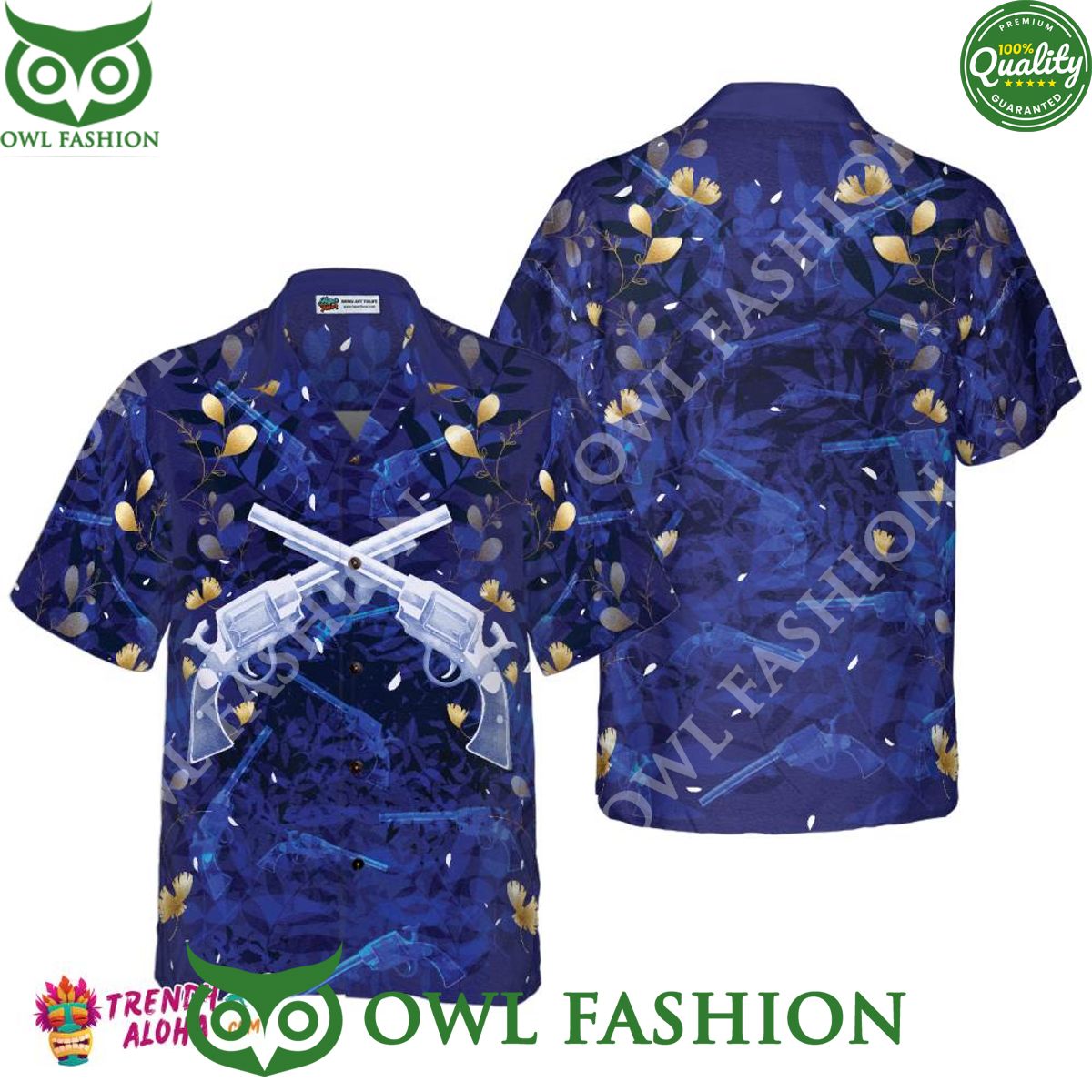 Vintage Gun Blue Trending Summer Hawaiian Shirt Elegant and sober Pic