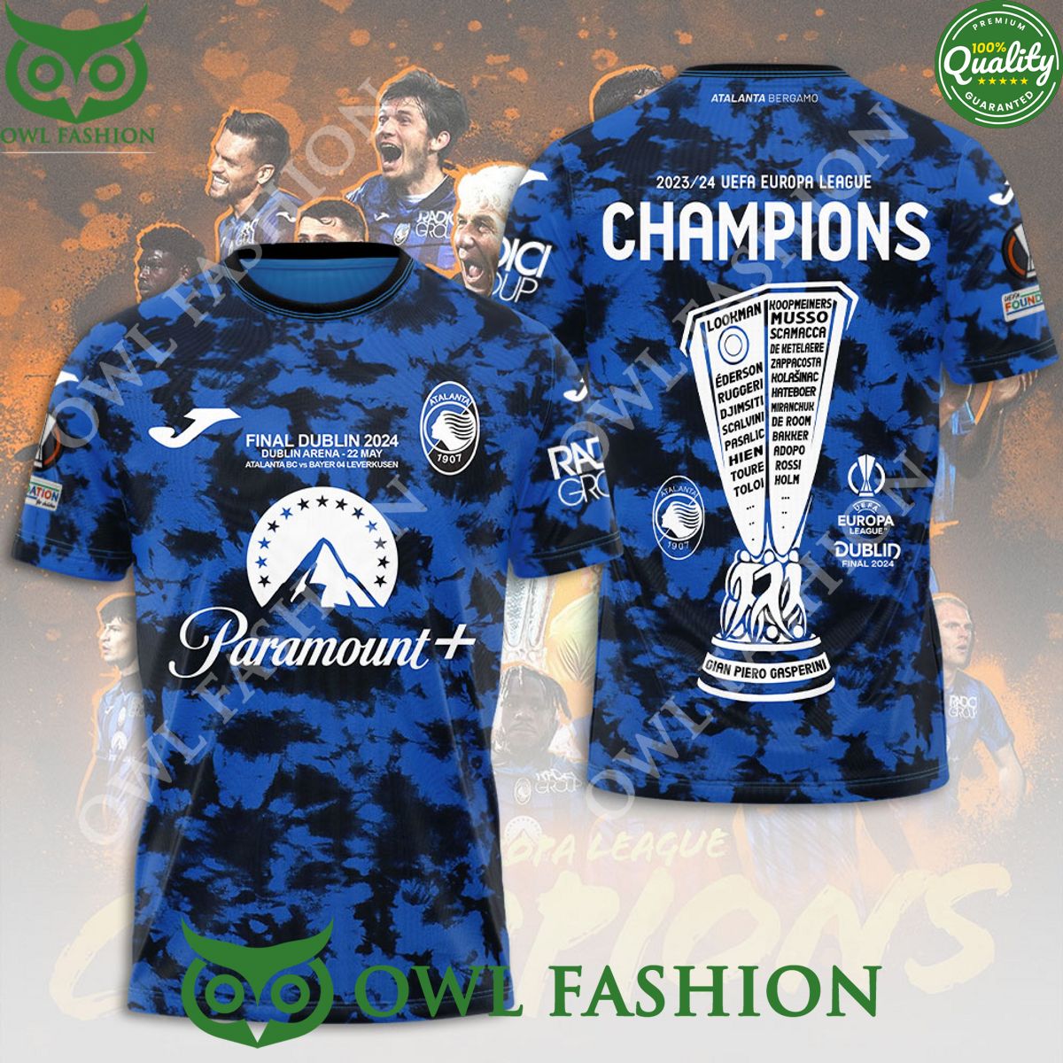 Atalanta BC UEFA Europa League Final Dublin 2024 3D t shirt Amazing Pic