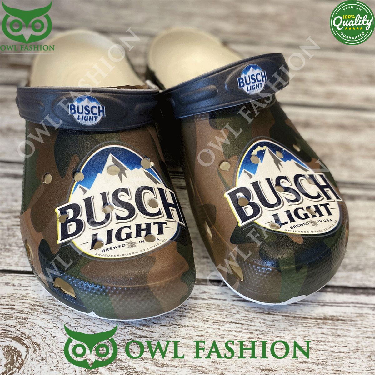 Busch Light Beer Camouflage Printed Croc Shoes Out of the world