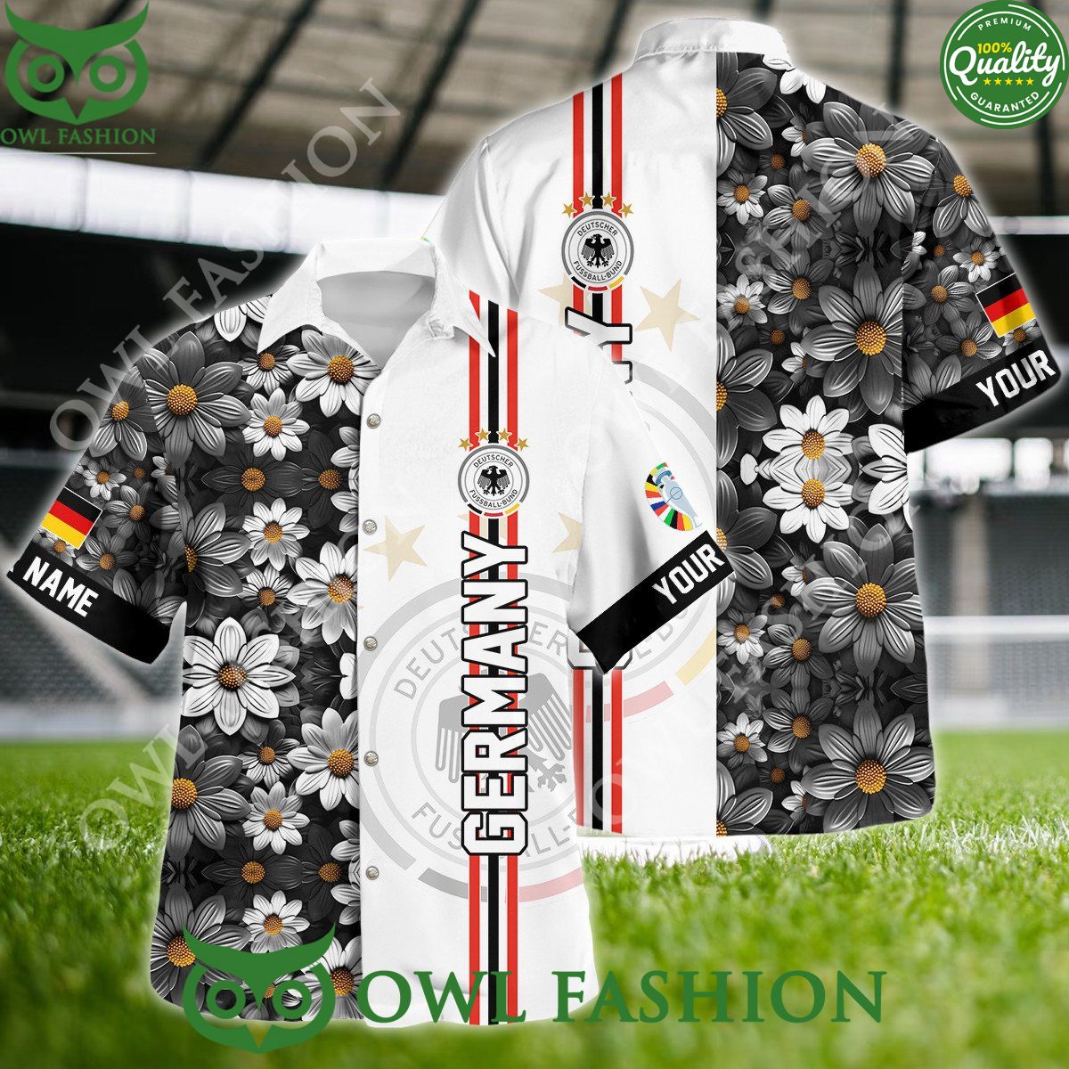Germany Custom Name UEFA Euro 2024 Summer Hawaiian Shirt Cutting dash