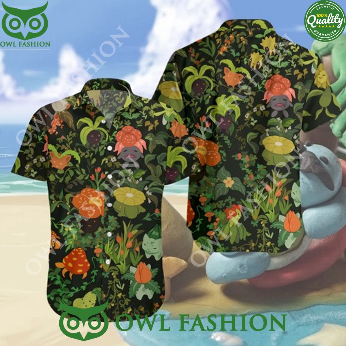 grass type pokemons flower green limited hawaii aloha shirt 1 5XxOK.jpg