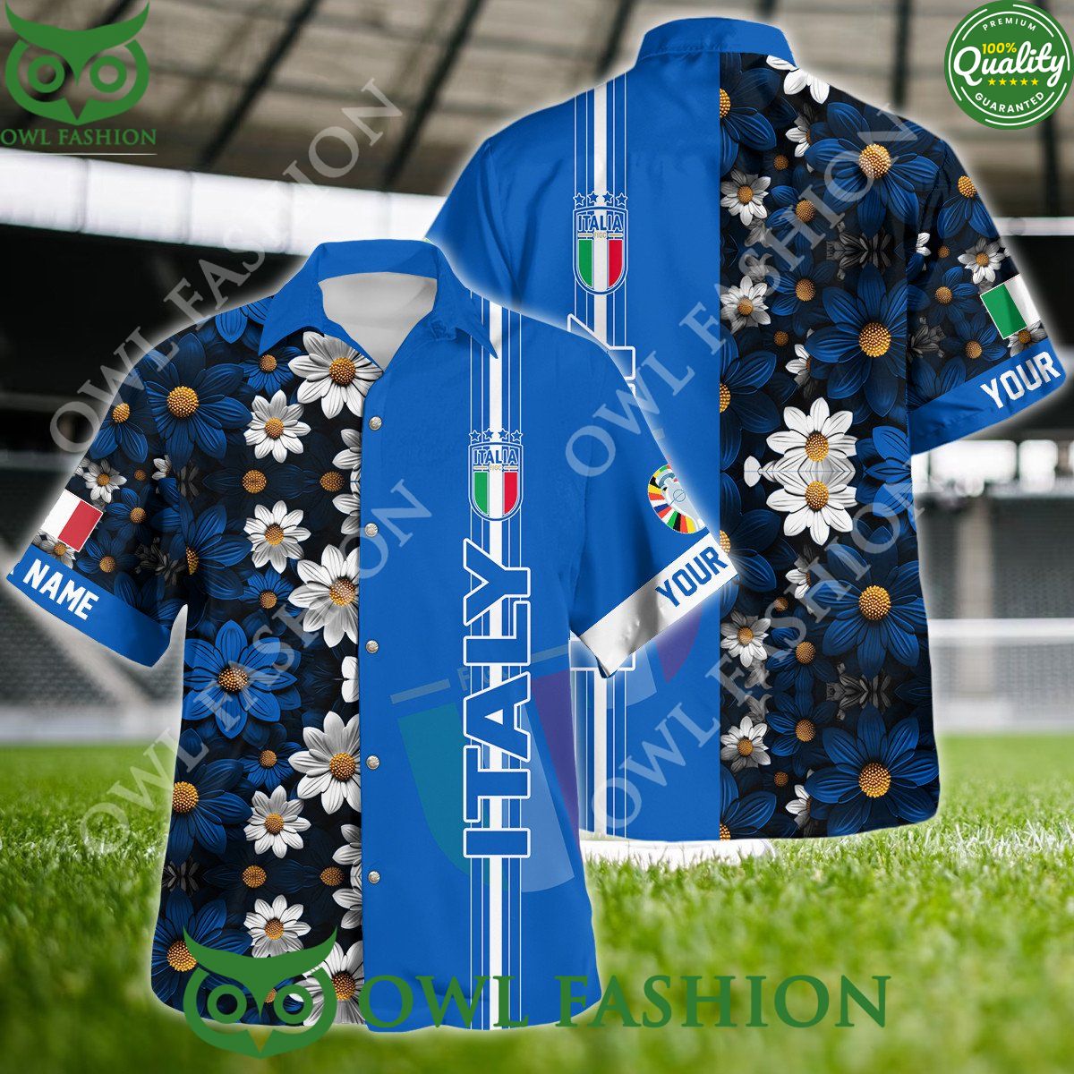 Italy Custom Name UEFA Euro 2024 Summer Hawaiian Shirt Long time