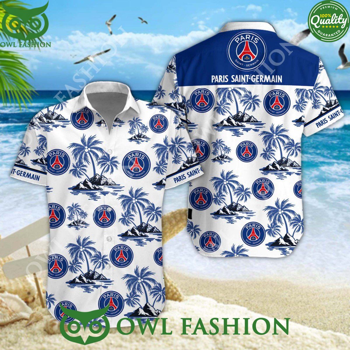 psg football club coconut island ligue 1 hawaiian shirt 1