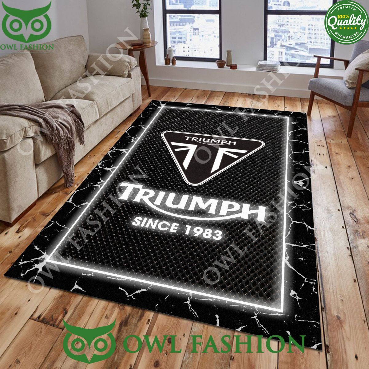 Triumph Motorcycles Custom Color Living Room Carpet Rug Cutting dash