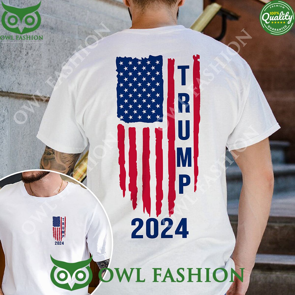 Trump 2024 With America Flag Premium Hoodie Shirt Eye soothing picture dear
