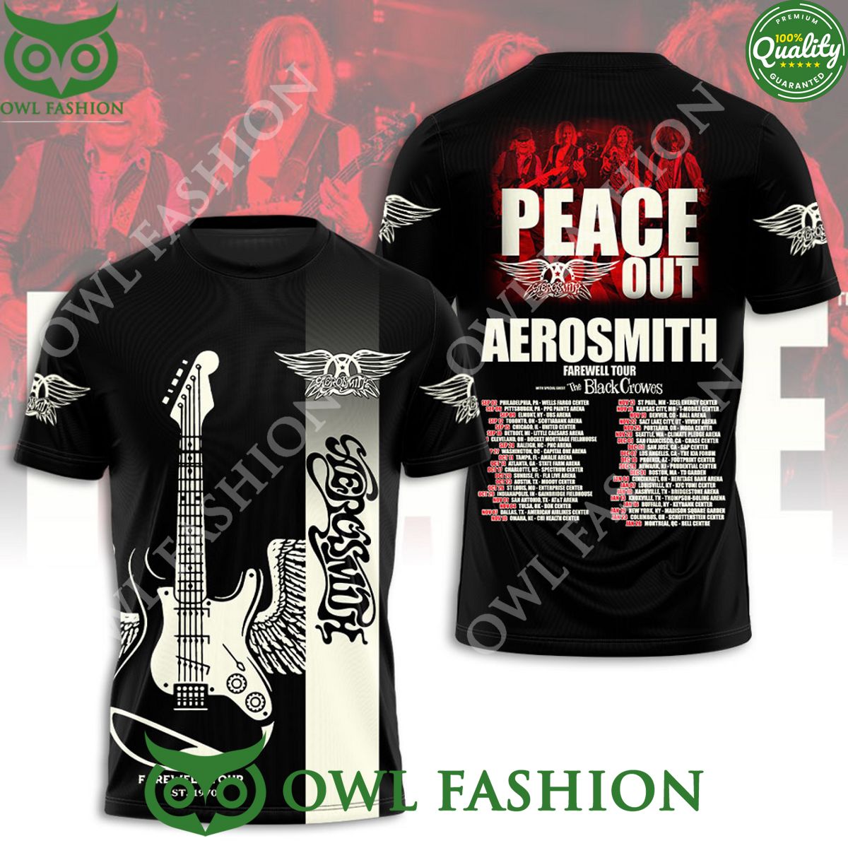 Aerosmith Peace Out Farewell Tour 3D Tshirt Radiant and glowing Pic dear