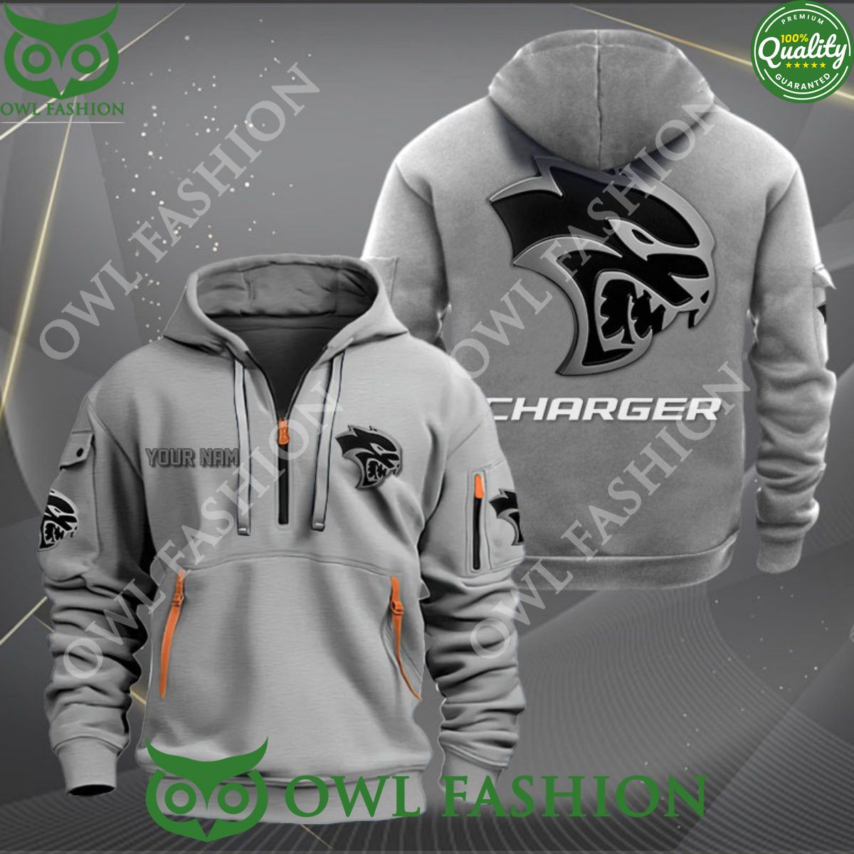 dodge charger car motor luxury customized 2d half zipper hoodie 1 QO6r3.jpg