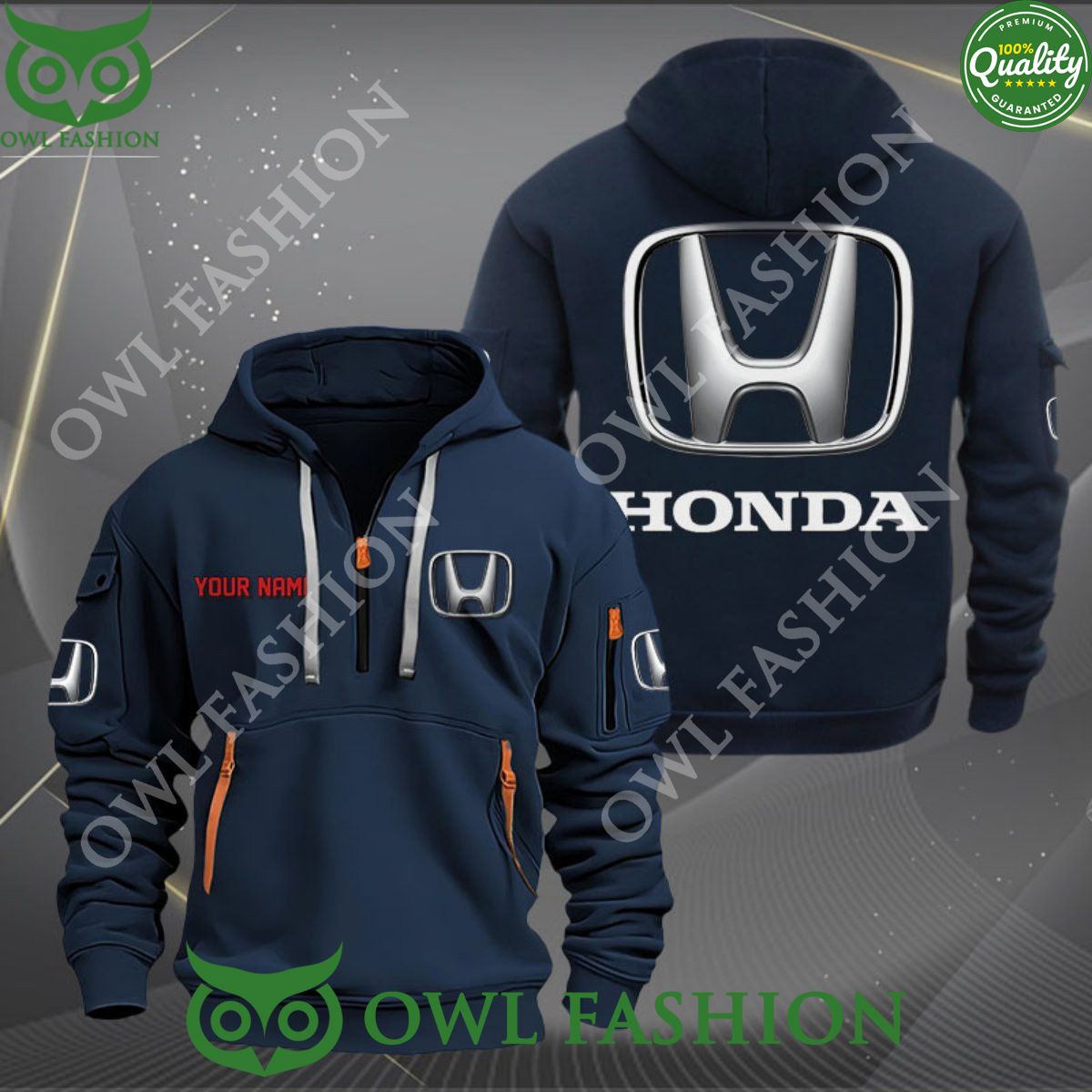 honda automobile customized limited 2d half zipper hoodie 1
