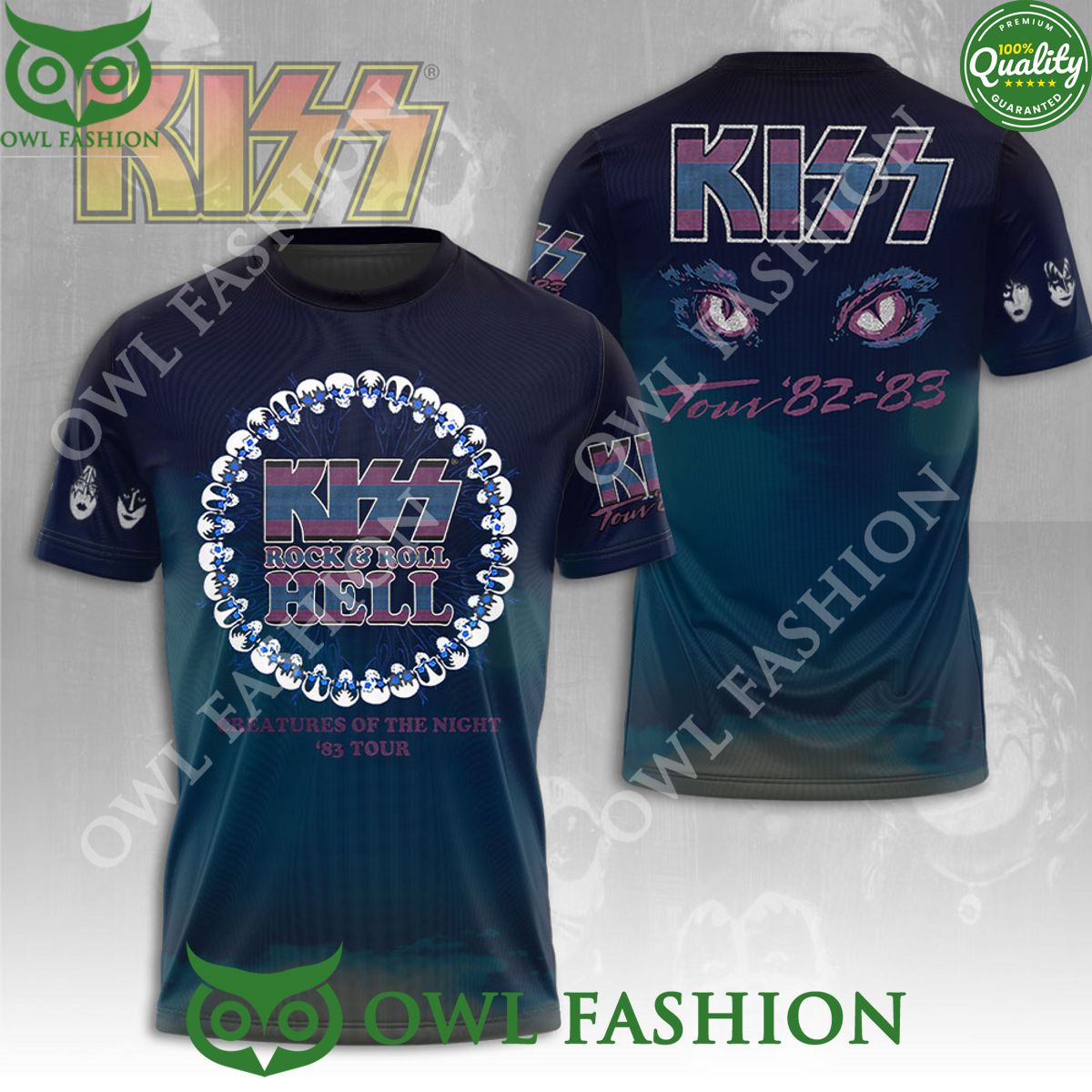 Kiss Band Rock n Roll Hell World Tour 3D Tshirts Lovely smile